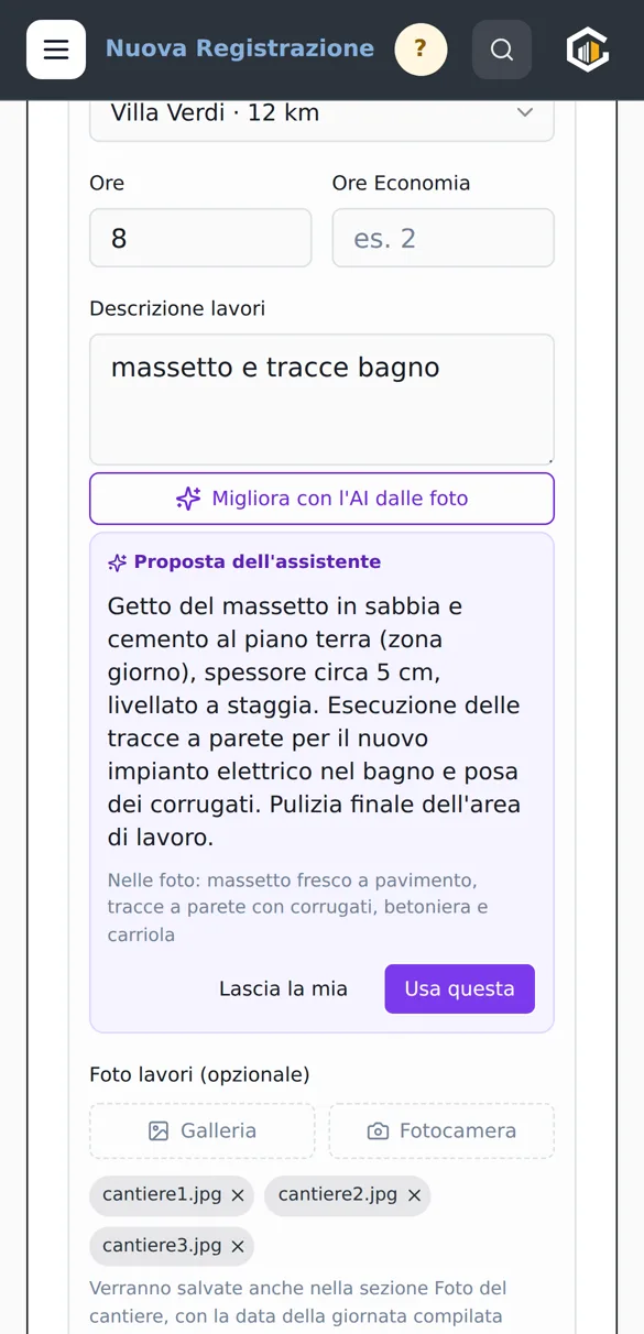 Rapportino scritto dall'AI dalle foto