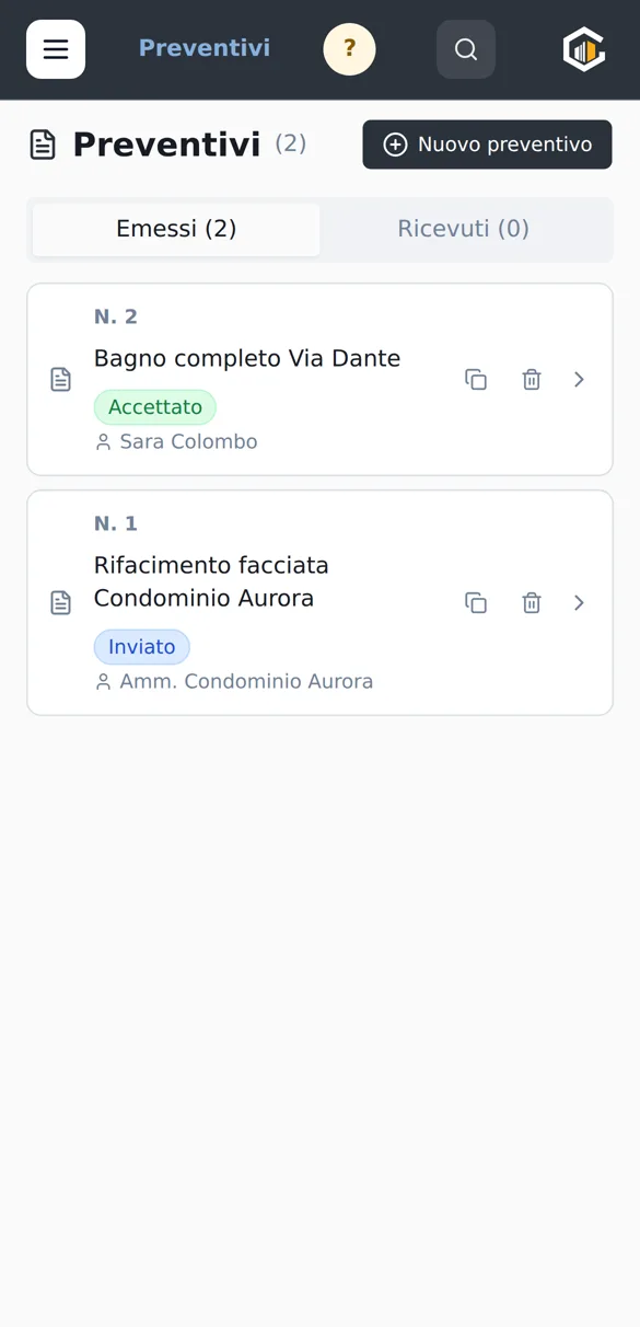 Elenco preventivi